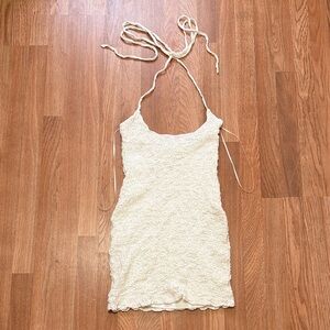 White Halter Neck Mini Dress